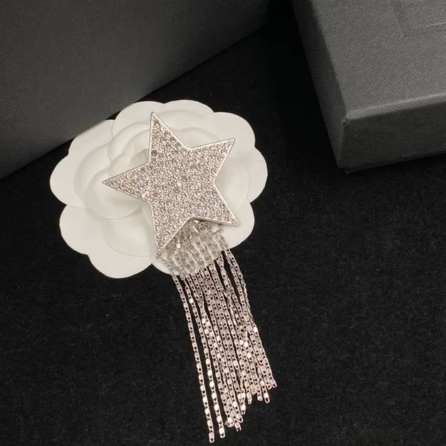 Saint Laurent boucles d'oreilles en cristal pavé frange étoilée 5