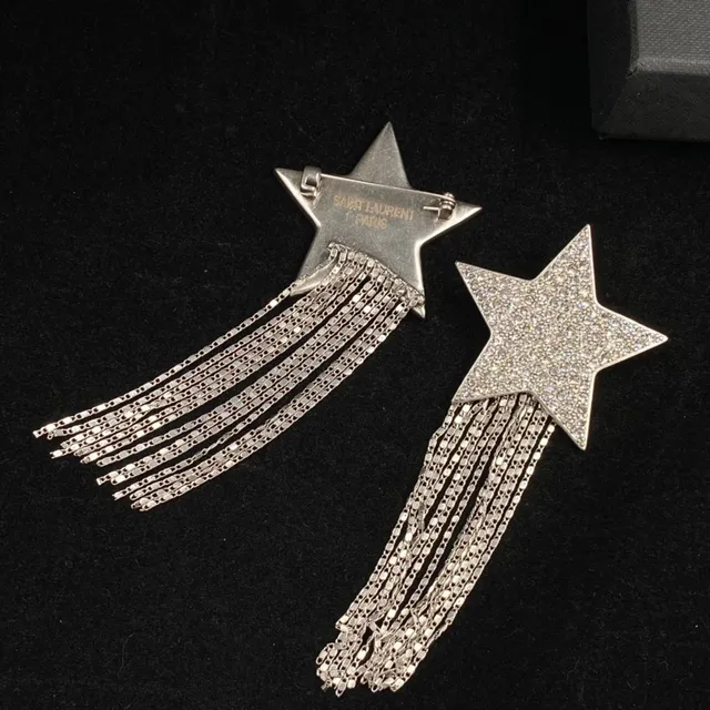 Saint Laurent boucles d'oreilles en cristal pavé frange étoilée 6
