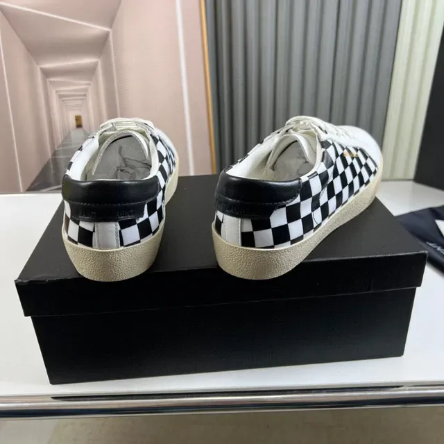 Saint Laurent White Black Checkerboard Panel Gold Logo Lifestyle Sneakers 6