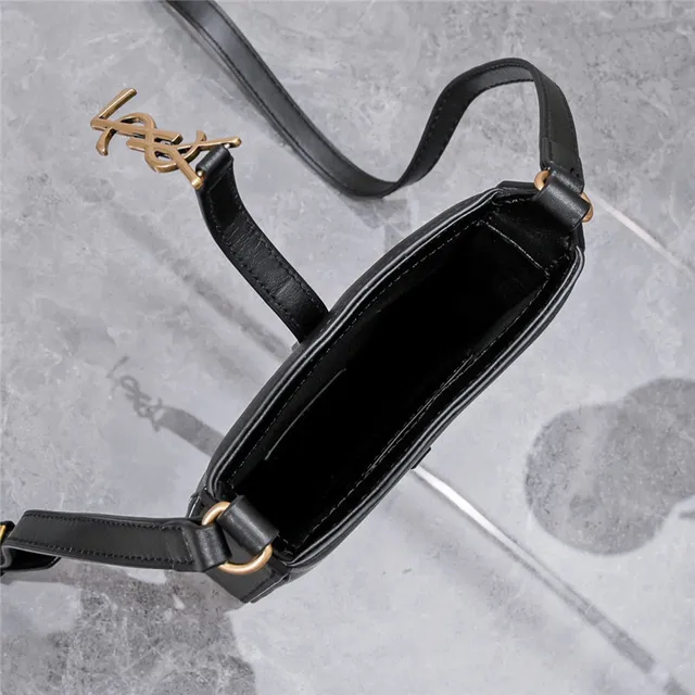 Saint Laurent 白金 结构皮革 YSL 米诺格勒姆 单肩包 4