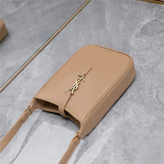 Saint Laurent 白金 结构皮革 YSL 米诺格勒姆 单肩包 22