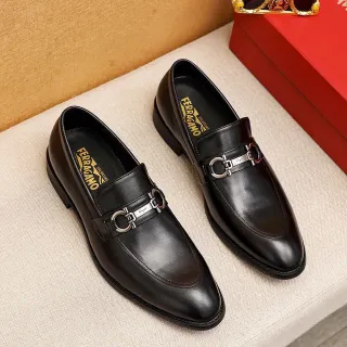 Salvatore Ferragamo Gancini Black Leather Horsebit Loafers