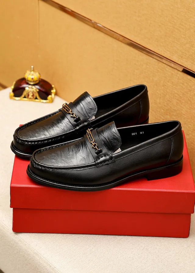 Salvatore Ferragamo Gancini Black Textured Leather Loafers 3