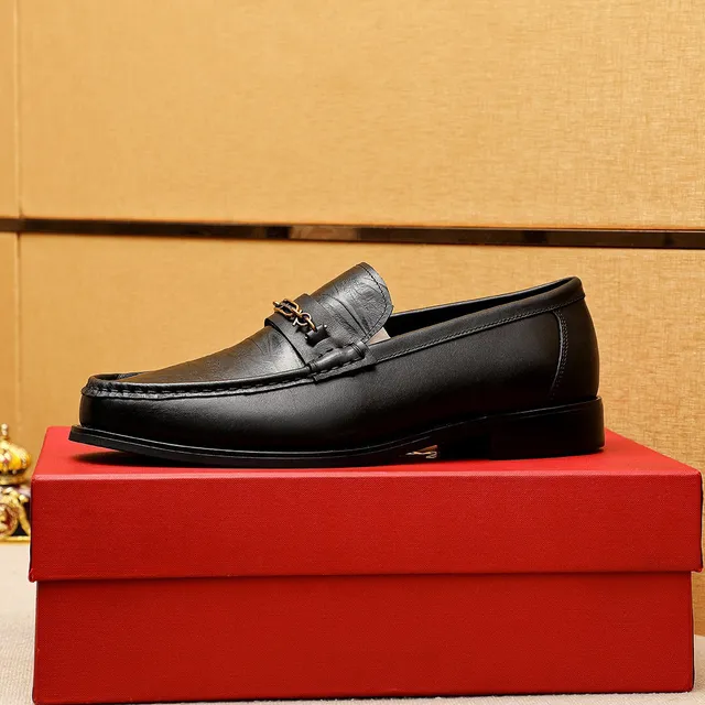 Salvatore Ferragamo Gancini Black Textured Leather Loafers 5