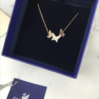 Swarovski Butterfly Pavé Crystal Rose-Gold-Tone Necklace