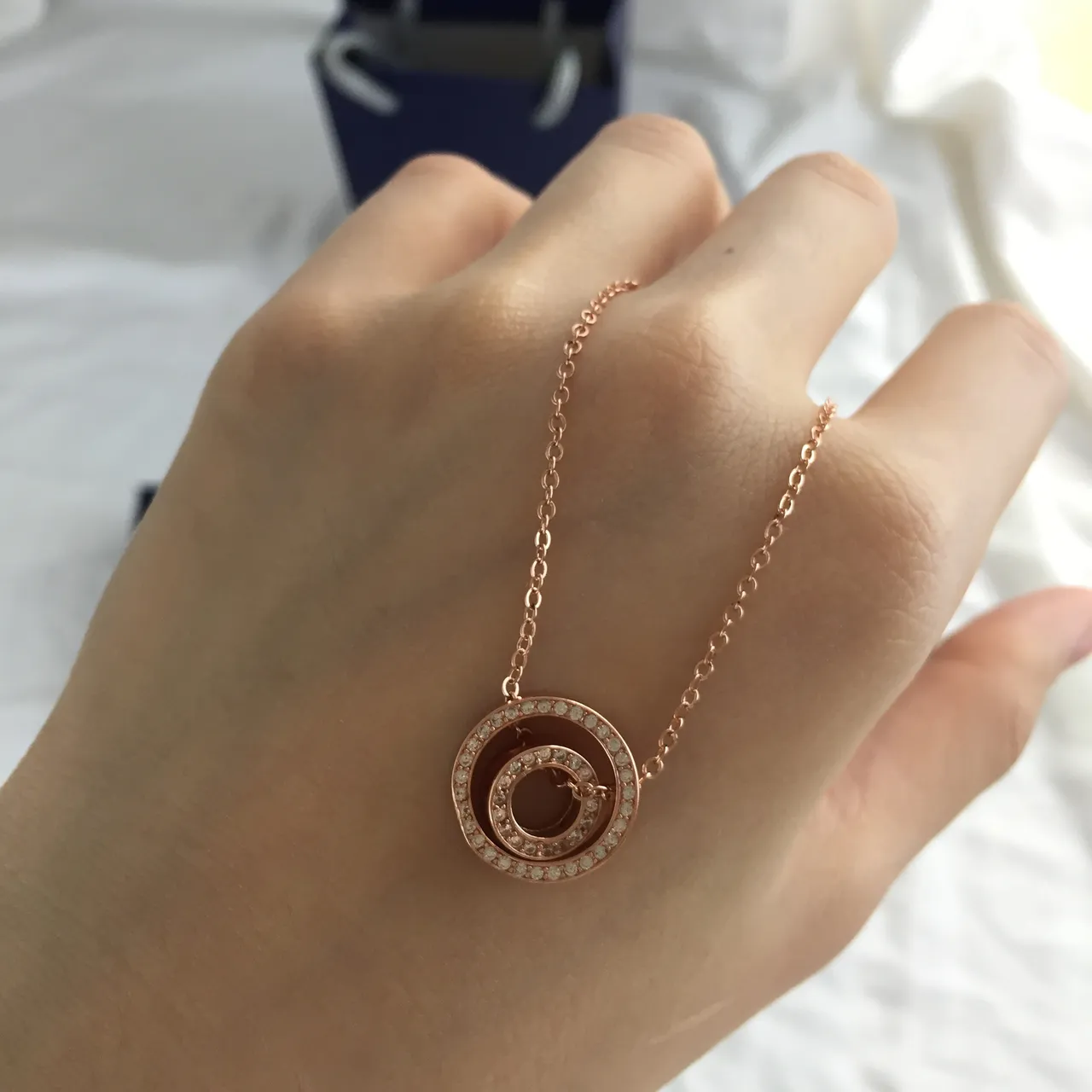 Swarovski Rose-Gold-Tone Pavé Crystal Open Circle Pendant Necklace 4