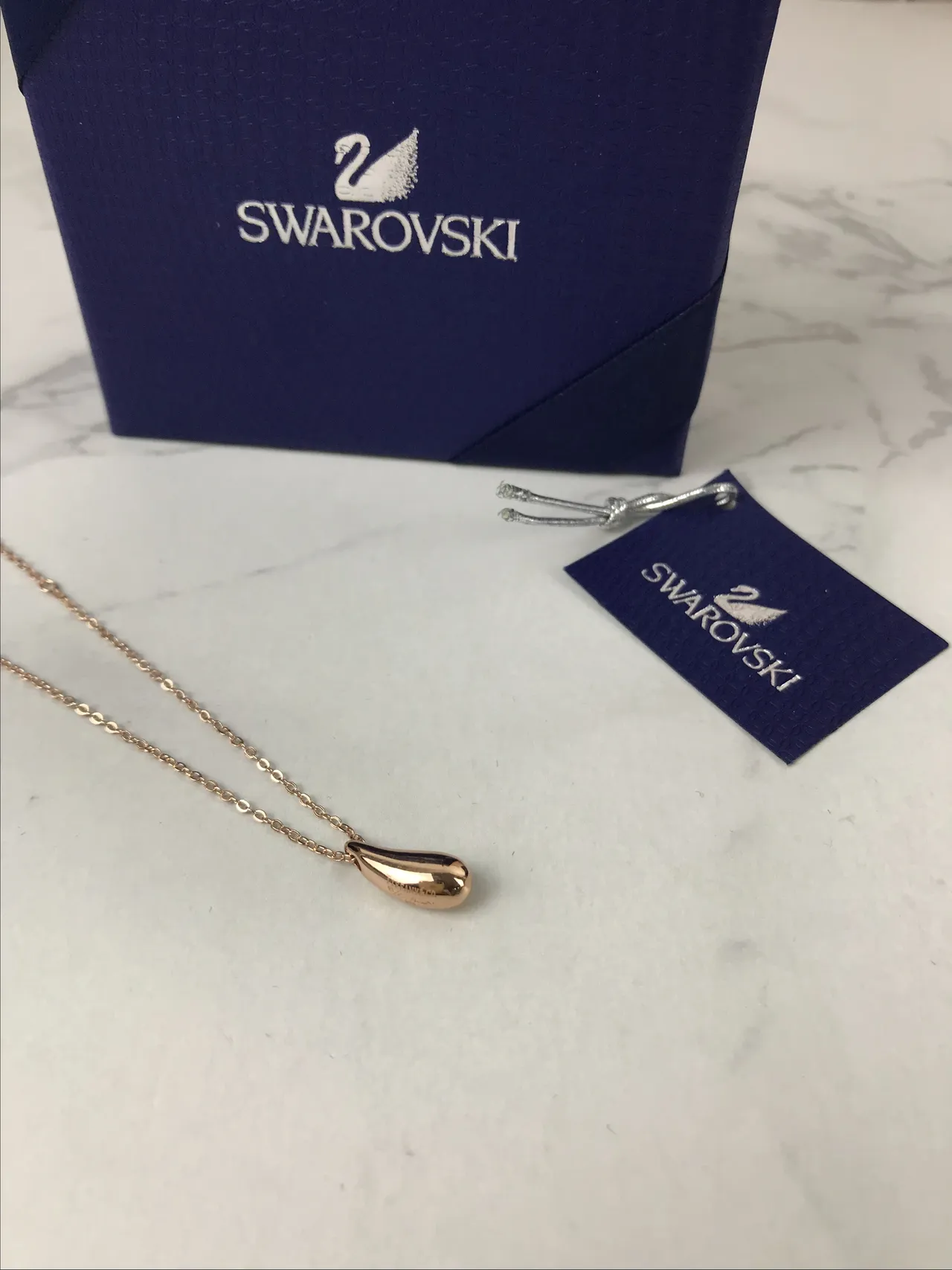 Swarovski pendentif goutte ton or rose collier 2