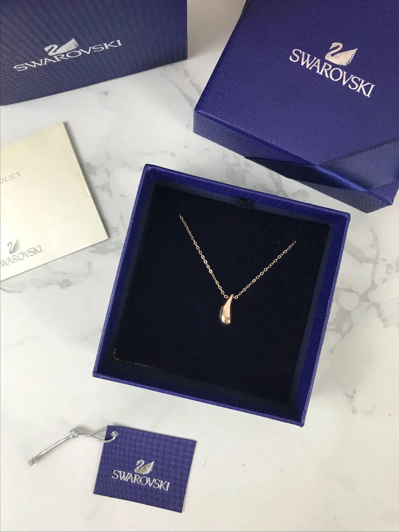 Swarovski pendentif goutte ton or rose collier 3