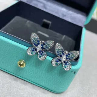 Tiffany & Co. Butterfly Pavé Blue and White Stud Earrings