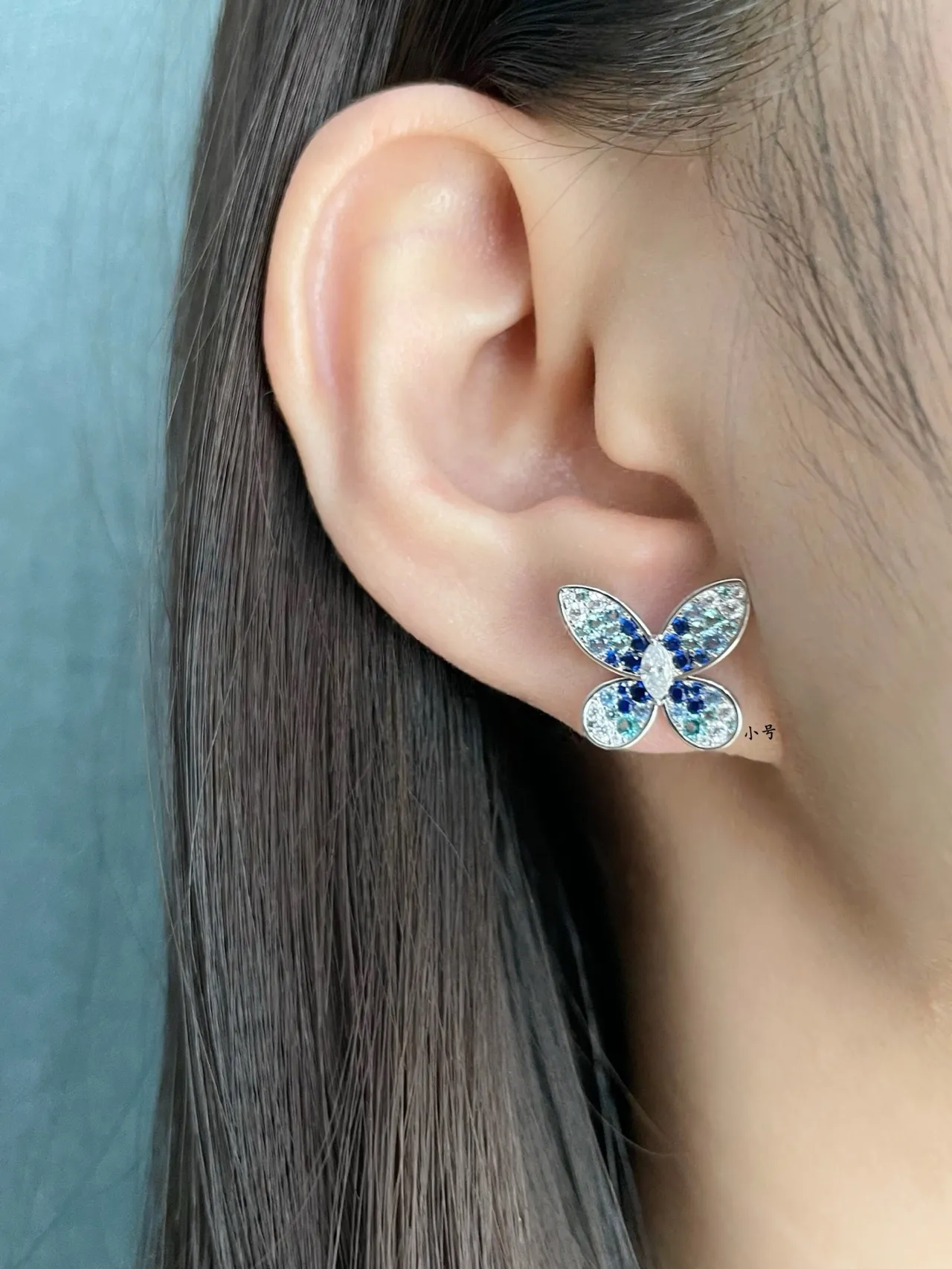 Tiffany & Co. Butterfly Pavé Blue and White Stud Earrings 9