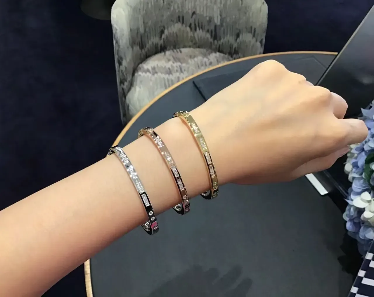 Tiffany & Co. Gold Silver Hinged Bangle Two-Tone Bracelet 3