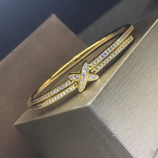 Tiffany & Co. HardWear Pavé X-Motif Bangle Bracelets 2