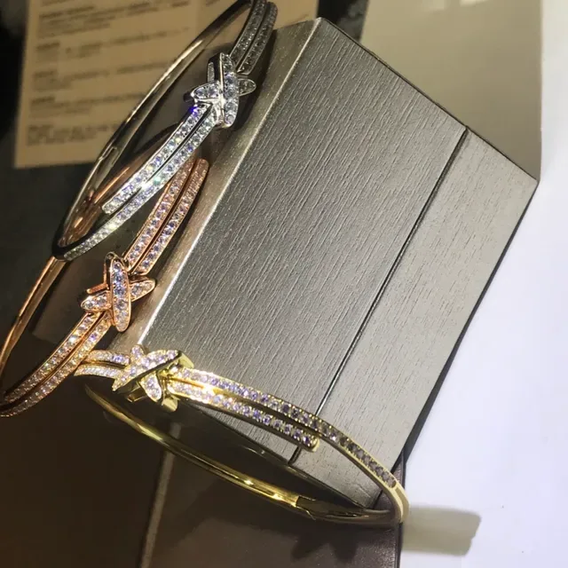 Tiffany & Co. HardWear Pavé X-Motif Bangle Bracelets 9