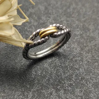 Tiffany & Co. Silver Gold Twisted Rope Band Two-Tone Ring