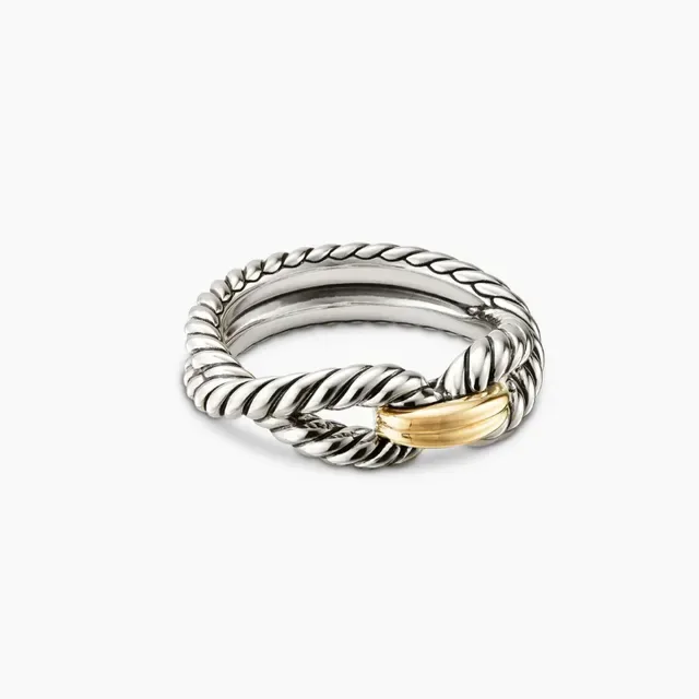 Tiffany & Co. Bague bicolore argent et or bande torsadée 7