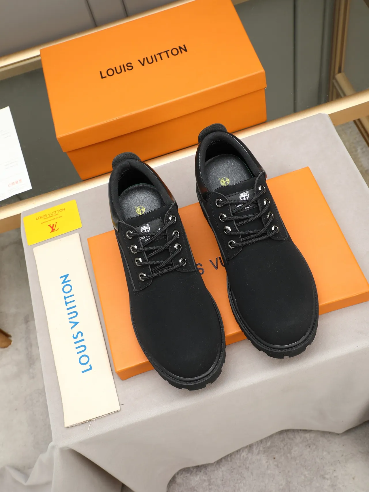 Timberland أحذية عمل سوداء جلد غزال-نبوك علوية جلد ناعم عارضة كعب 2