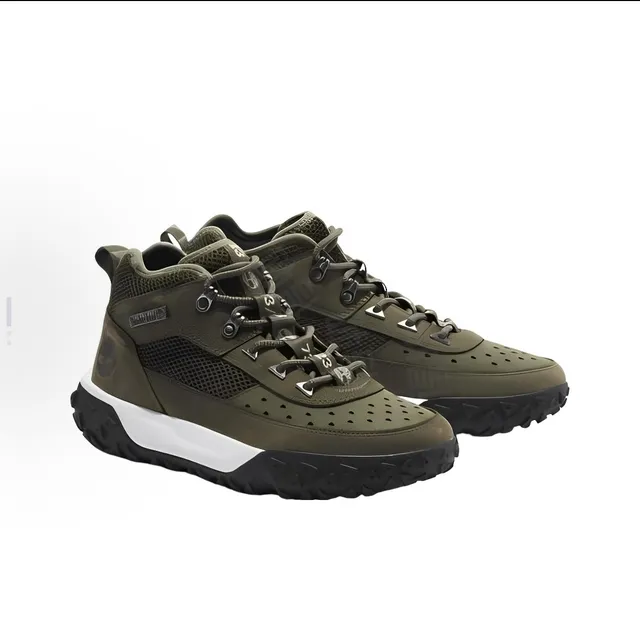 Timberland Olive Green Mesh-Synthetic Mid-Cut Hiking Boots 5