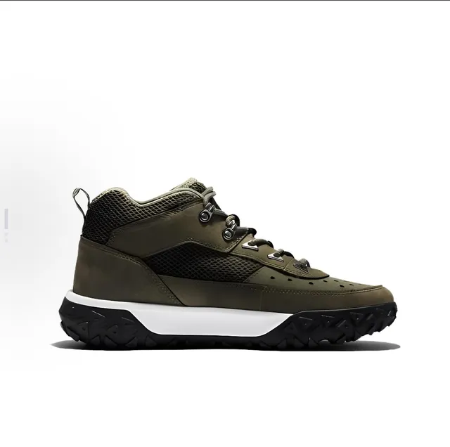 Timberland Olive Green Mesh-Synthetic Mid-Cut Hiking Boots 6