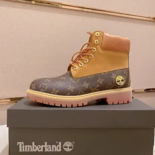 Timberland Premium 6-Inch Monogram Canvas and Tan Leather Work Boot