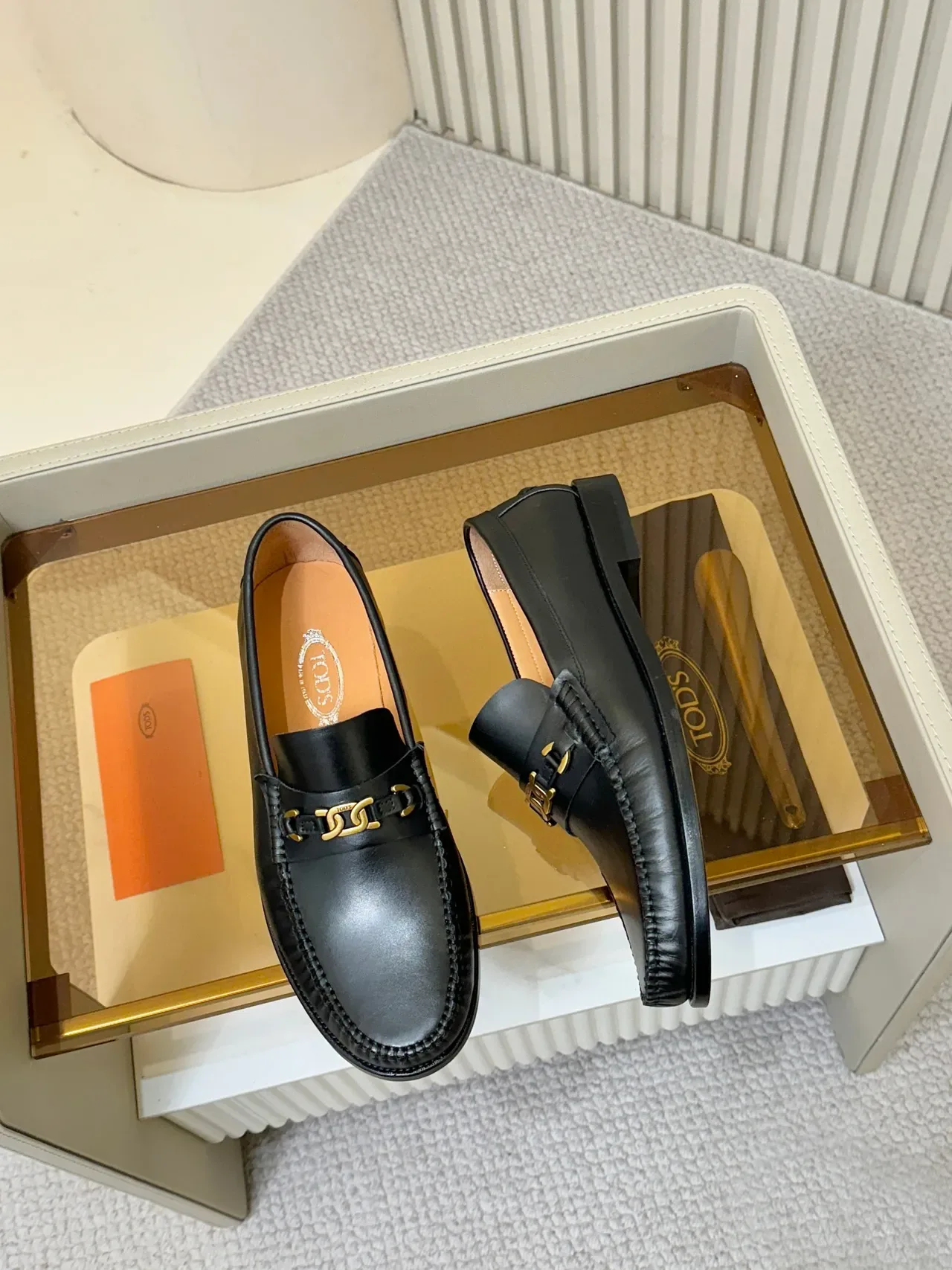 Tod's Horsebit Loafer Noir Or Cuir Moc-Toe Couture 5