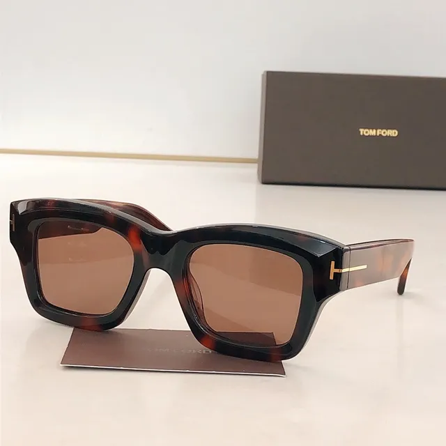 Tom Ford Black Acetate Gold-Accent Rectangular Mirrored Sunglasses 4