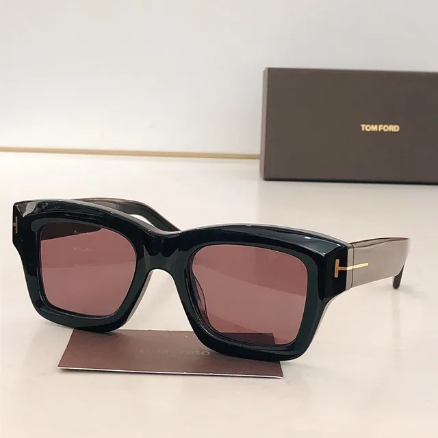 Tom Ford Black Acetate Gold-Accent Rectangular Mirrored Sunglasses 5