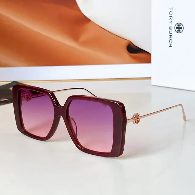 Tory Burch Brown Gold Oversized Square Frame Tortoiseshell Acetate Sunglasses 3