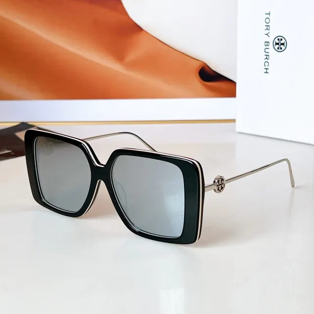 Tory Burch Brown Gold Oversized Square Frame Tortoiseshell Acetate Sunglasses 5