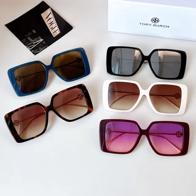 Tory Burch Brown Gold Oversized Square Frame Tortoiseshell Acetate Sunglasses 8