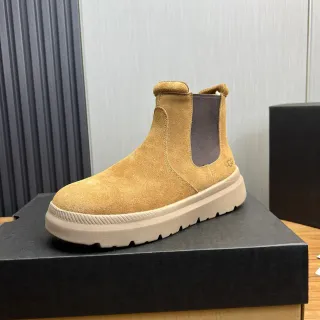 UGG Beige Gray Suede Upper Elastic Side Gussets Chelsea Boots