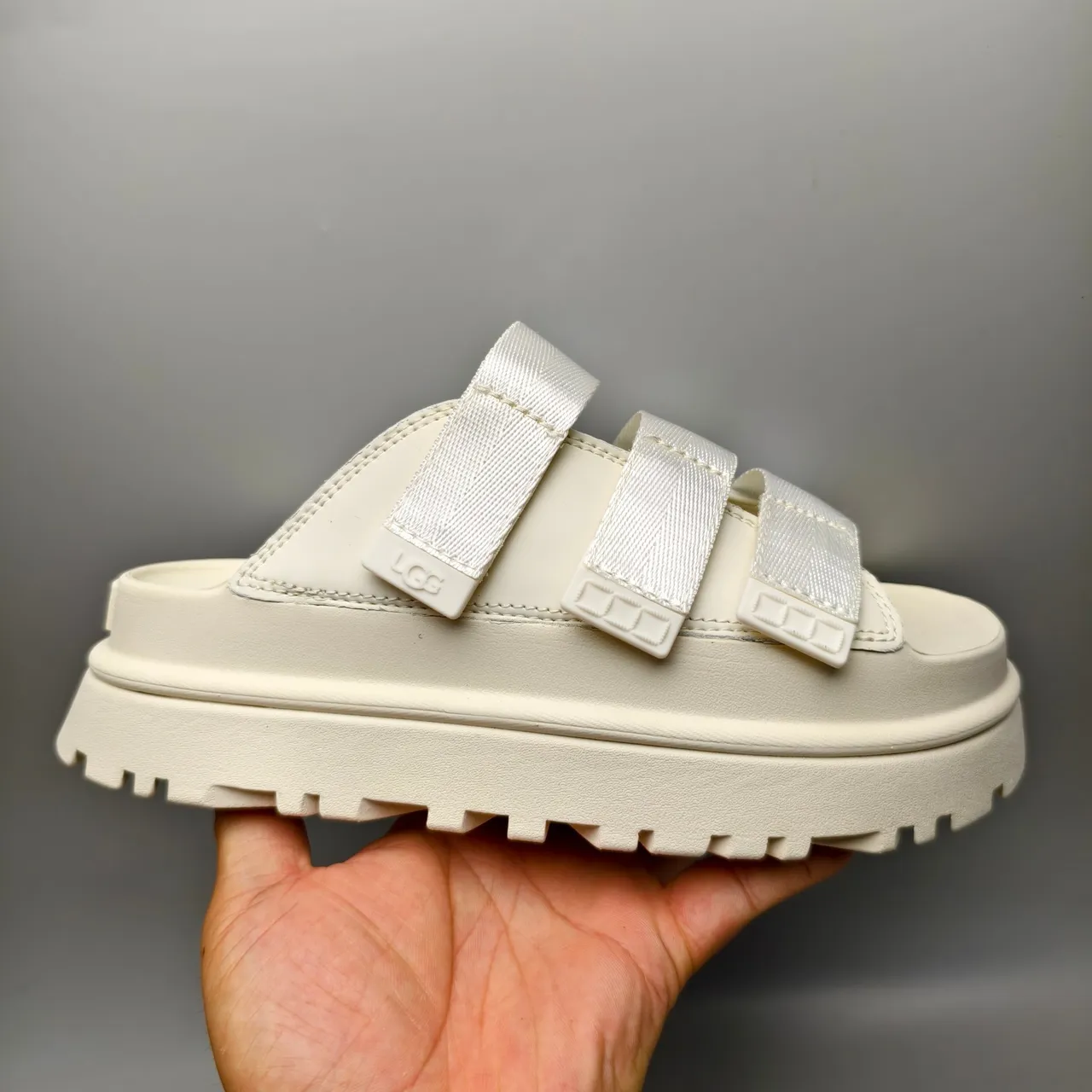 UGG Beige Triple-Strap Platform Sole Slippers 2