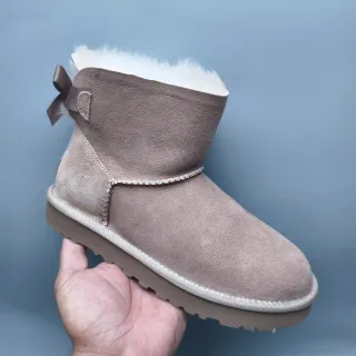 UGG Beige White Suede Upper Shearling-Lined Ankle Boots