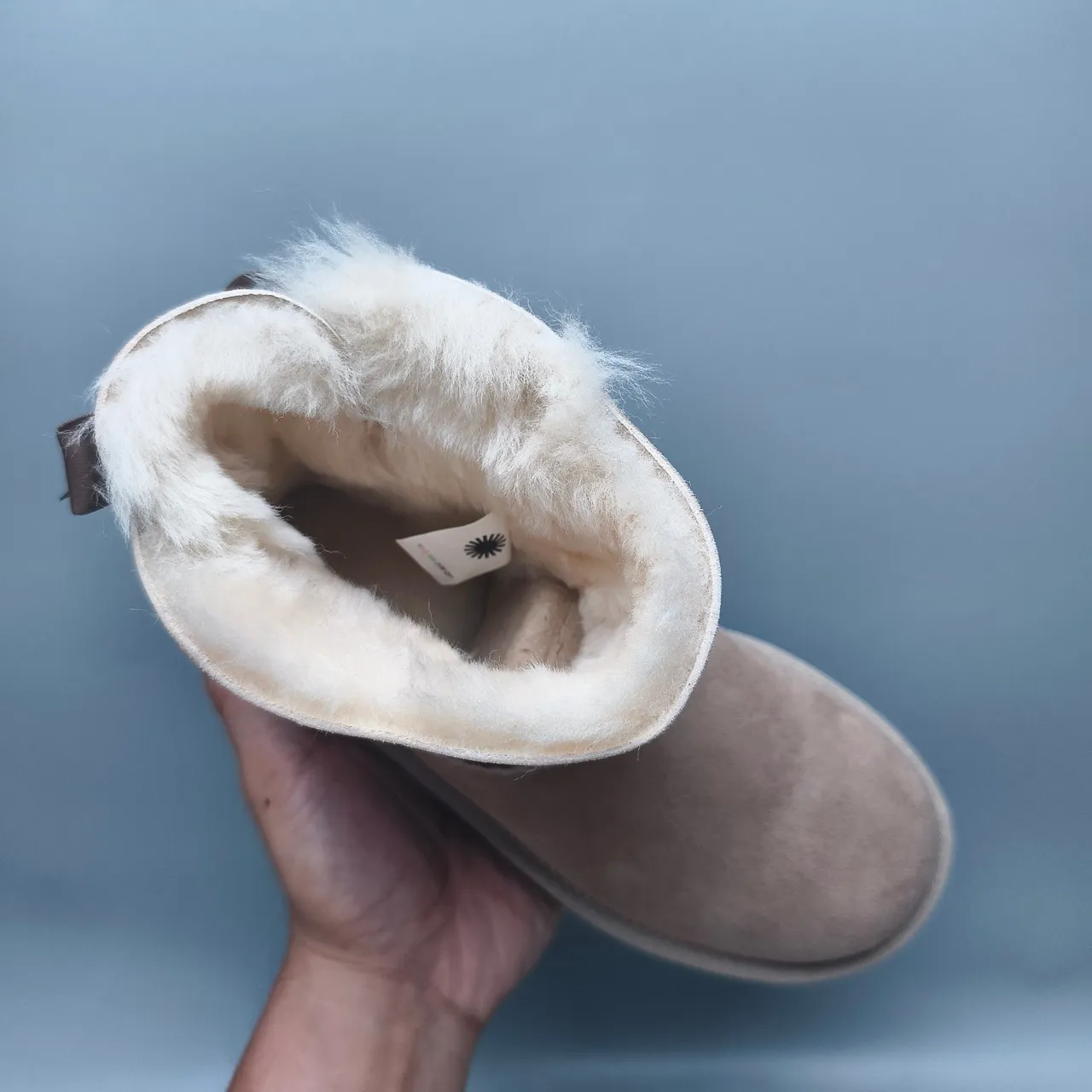 UGG Beige White Suede Upper Shearling-Lined Ankle Boots 3