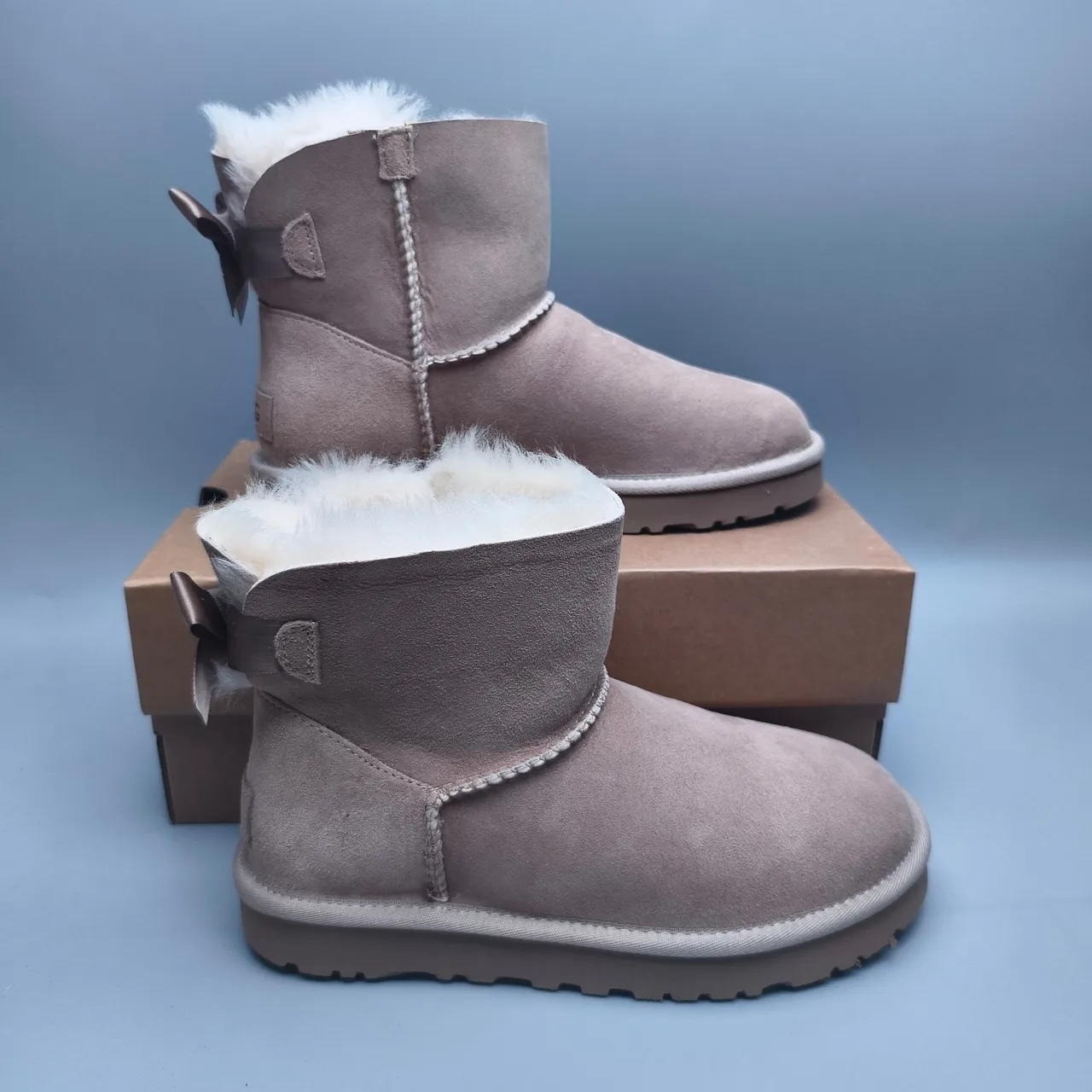 UGG Beige White Suede Upper Shearling-Lined Ankle Boots 5