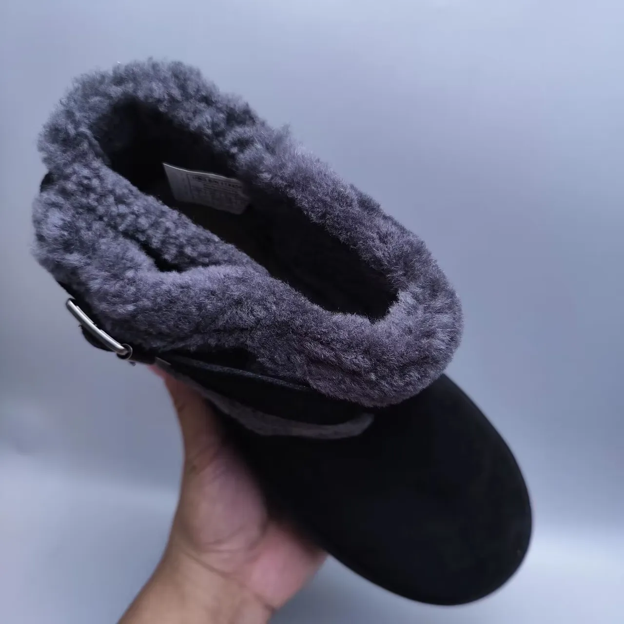 UGG Black Gray Platform Sole Shearling Cuff Snow Boots 3