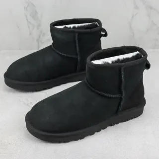 UGG Black Suede Upper Shearling-Lined Snow Boots