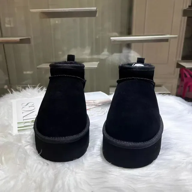UGG Black White Suede Upper Platform Sole Snow Boots 2