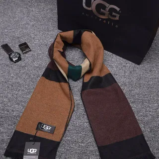 UGG Block-Color Striped Fringed Cashmere Scarf
