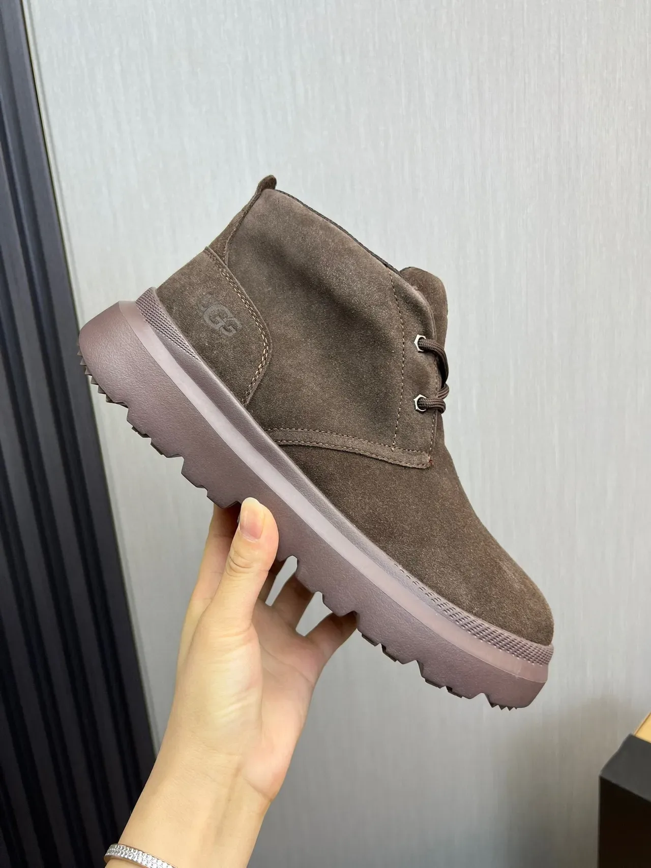 UGG Brown Suede Lace-Up Platform Ankle Boot 6