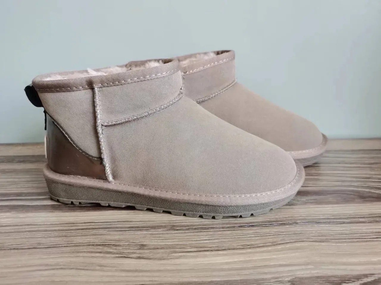 UGG Classic Beige Brown Suede Upper Shearling-Lined Snow Boots 2