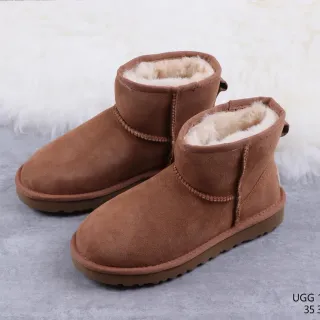 UGG क्लासिक मिनी खस्तानी स्यूड शीयरलिंग लाइन स्नो बूट्स