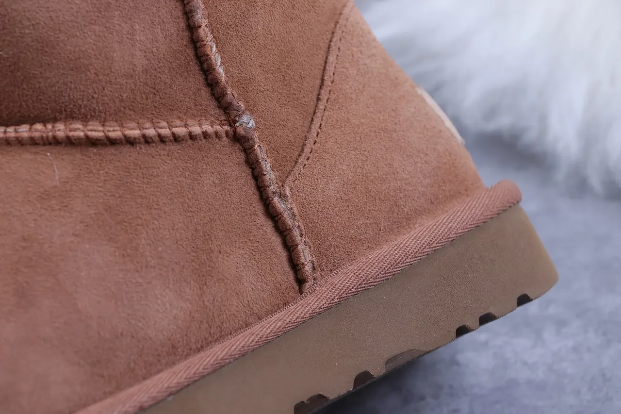 UGG Classic Mini Chestnut Suede Shearling-Lined Snow Boots 3
