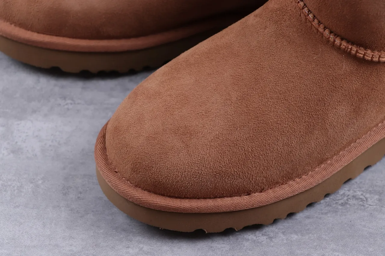 UGG Classic Mini Chestnut Suede Shearling-Lined Snow Boots 4