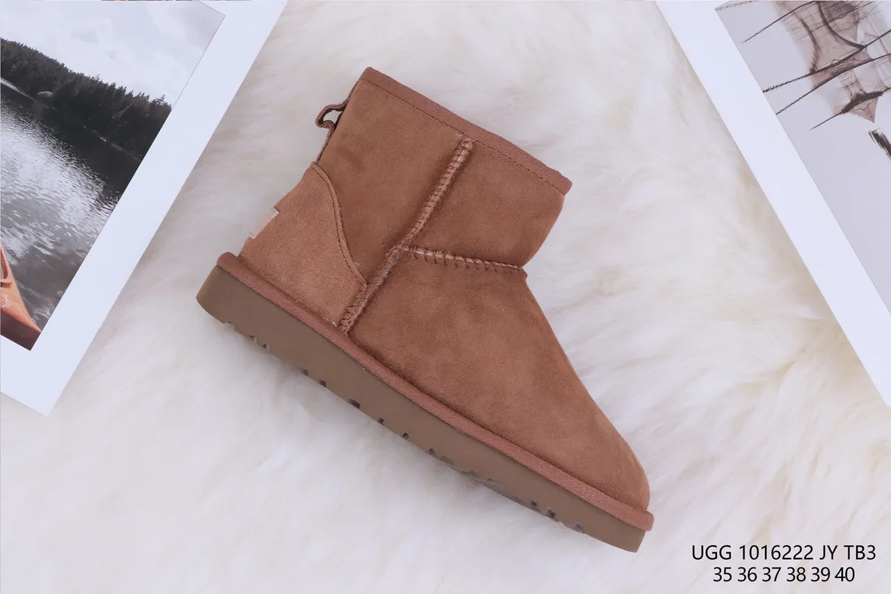 UGG Classic Mini Chestnut Suede Shearling-Lined Snow Boots 5