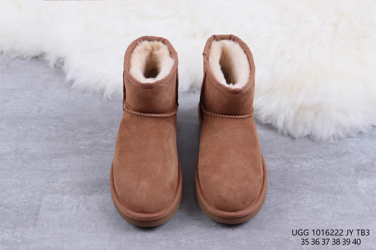 UGG Classic Mini Chestnut Suede Shearling-Lined Snow Boots 7