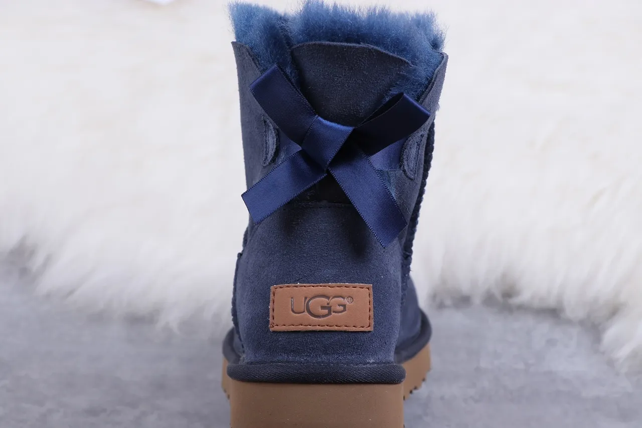 UGG Classic Mini Navy Shearling-Lined Snow Boots 5