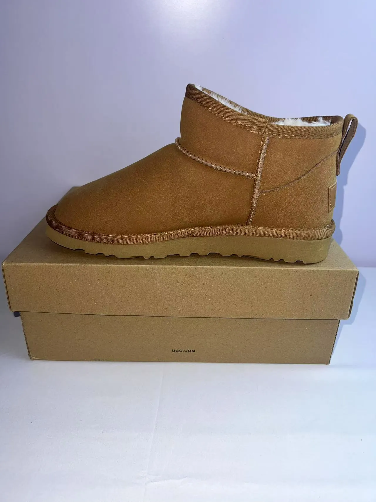 UGG Classic Mini Tan Suede Shearling-Lined Snow Boots 3