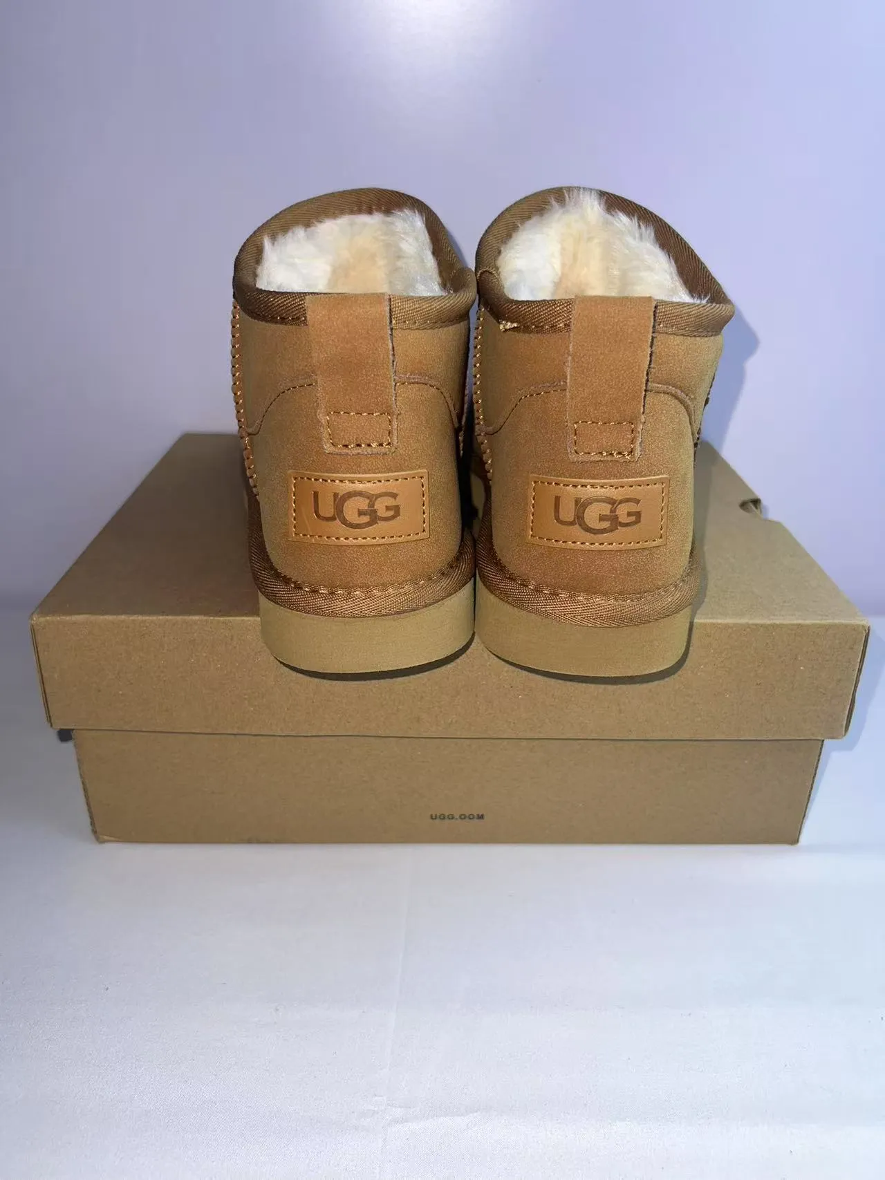 UGG Classic Mini Tan Suede Shearling-Lined Snow Boots 4