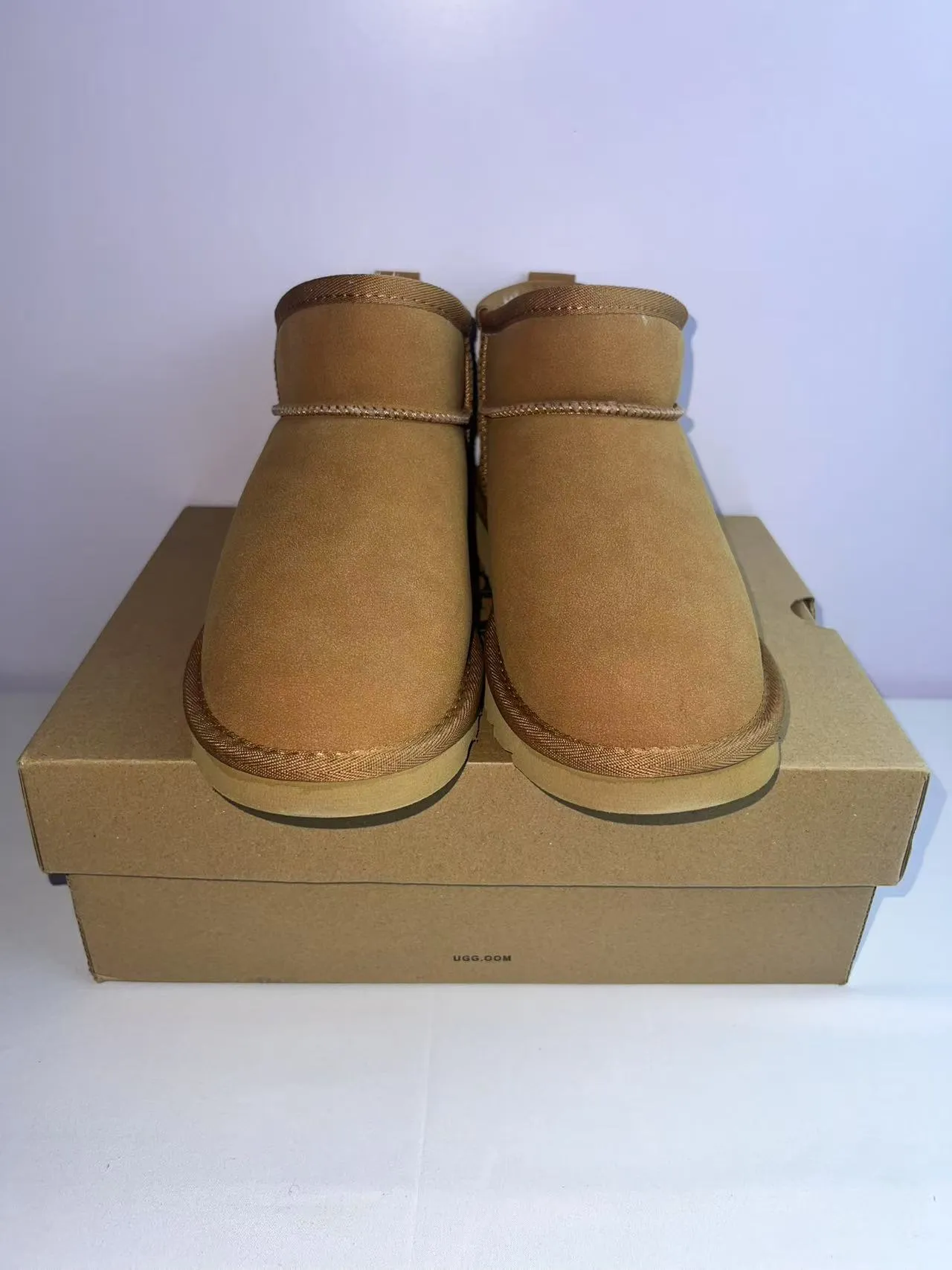 UGG Classic Mini Tan Suede Shearling-Lined Snow Boots 5