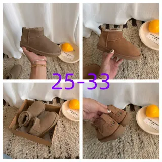 UGG Classic Mini भूरी चमड़े के अंदर फर वाली बर्फ के जूते